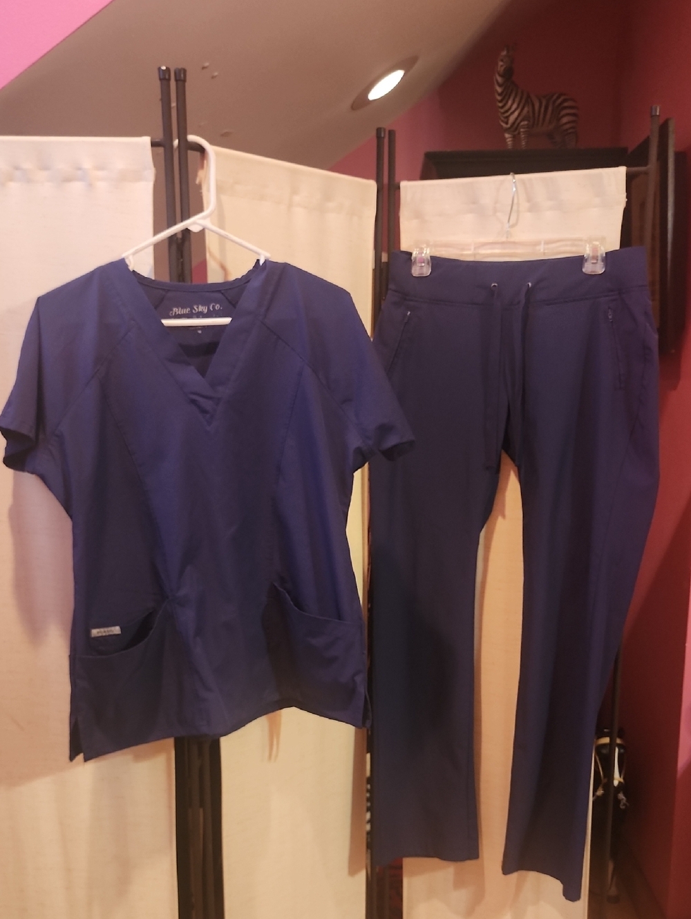 Blue Sky Women's Straight Leg Scrub Pants in Navy Blue